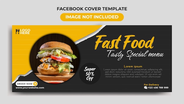 Vecteur menu de plats délicieux et modèle de couverture facebook de restaurant