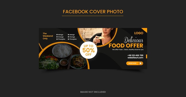 Vecteur menu de plats sains et délicieux modèle de photo de couverture facebook à prix réduit