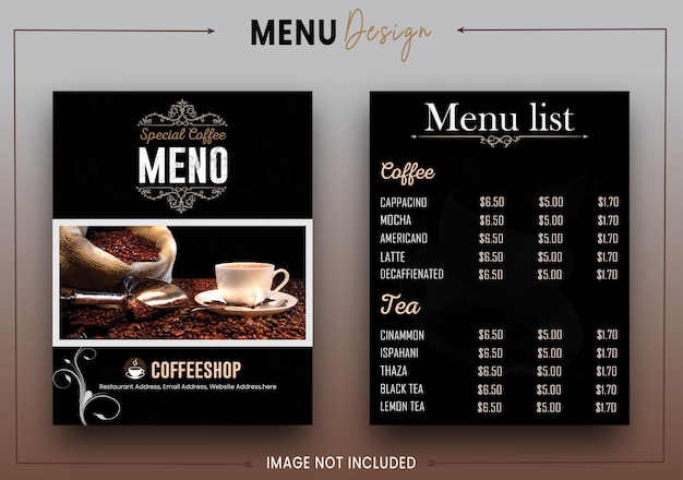 Vecteur un menu pour un café appelé menu pour le café