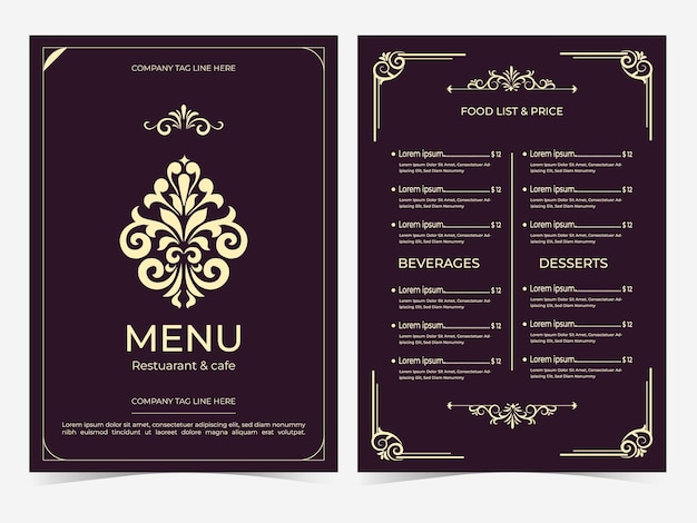 Vecteur un menu pour le menu du menu