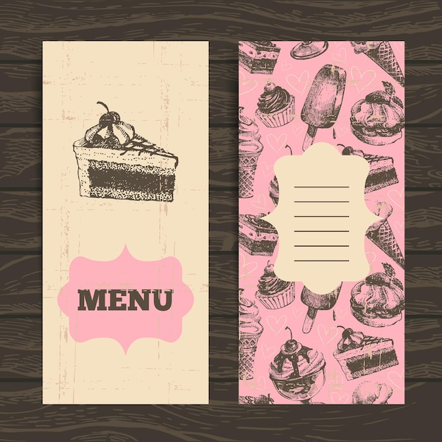 Vecteur menu pour restaurant, café, bar, café. fond vintage avec illustration dessinée à la main