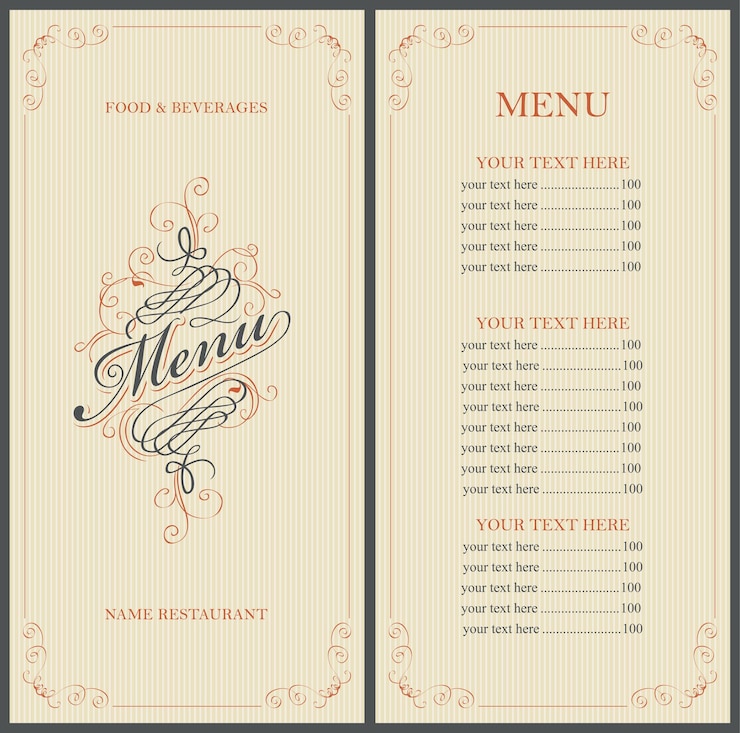 Vecteur menu pour le restaurant