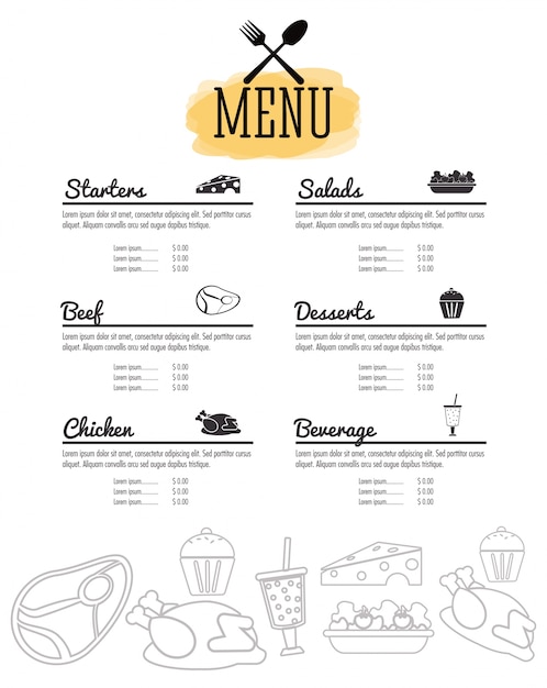 Vecteur menu restaurant cuisine icône