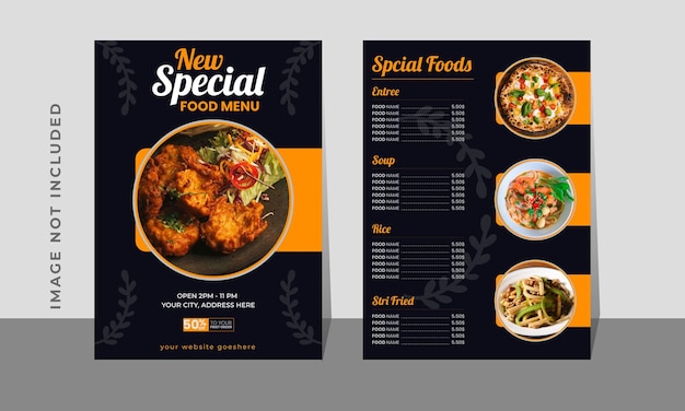 Menu de restaurant vectoriel et écorcheur ou publication sur les réseaux sociaux
