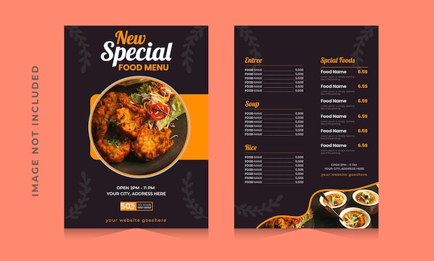 Menu de restaurant vectoriel et modèle de dépliant