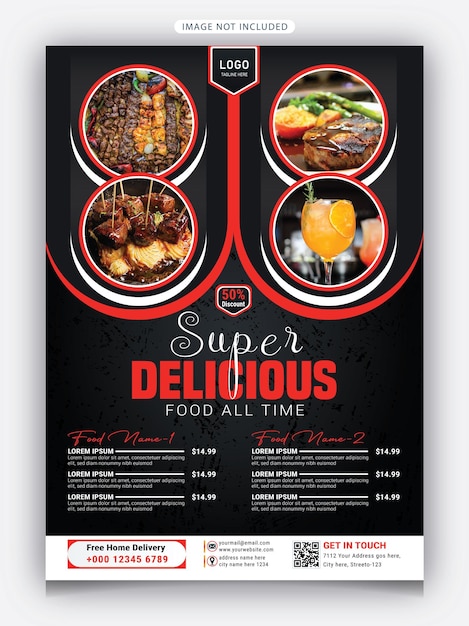 Menu de restaurant vertical numérique délicieux vectoriel gratuit