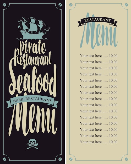 Vecteur menu restaurants pirates