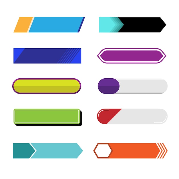 Menu ruban bannière design plat bouton étiquette vector set
