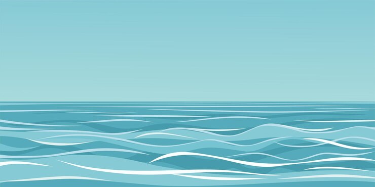 Vecteur la mer profonde avec des vagues bleues