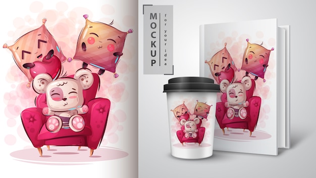 Merchandising Et Illustration D'ours Mignon