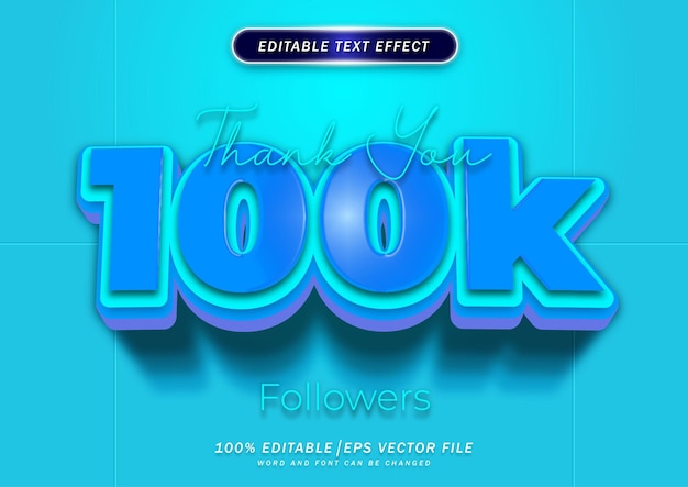 Merci 100k Followers Effet De Style De Texte