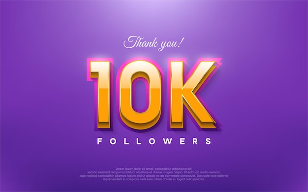 Merci 10K followers design 3d avec orange sur fond bleu