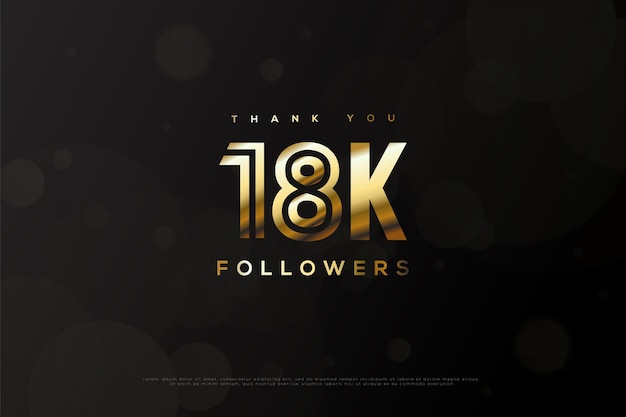 Merci 18k Followers Avec Nombres D'or Et Bulles Transparentes