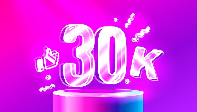 Merci 30k Followers Peuples Groupe Social En Ligne Heureux Bannière Célébrer