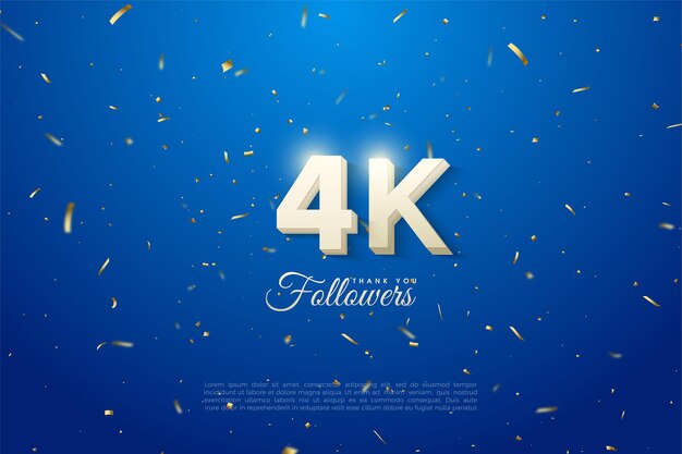 Vecteur merci à 4k adeptes les chiffres brillants