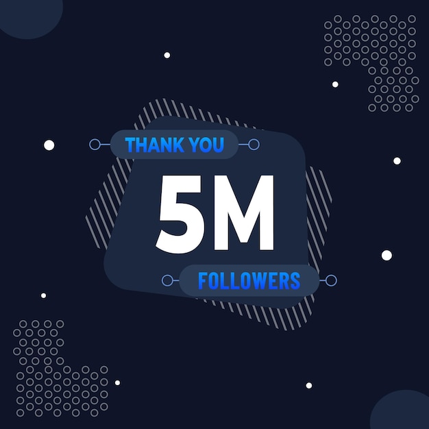 Merci 5m d'abonnés ou de followers web médias sociaux design de poste moderne