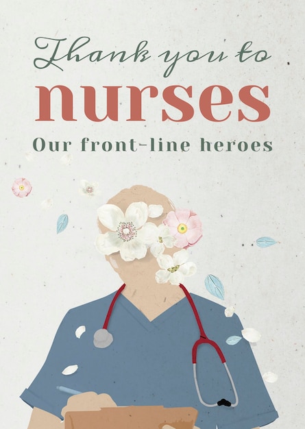 Vecteur merci à nos infirmières et héros de première ligne