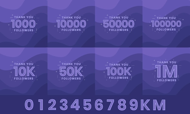 Merci Pack D'abonnés 1000, 1k, 10k, 50k, 1m, 5m Followers Célébration Des Médias Sociaux