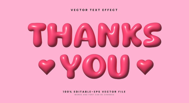 Merci pour le modèle d'effet de texte 3D modifiable Inflated Style