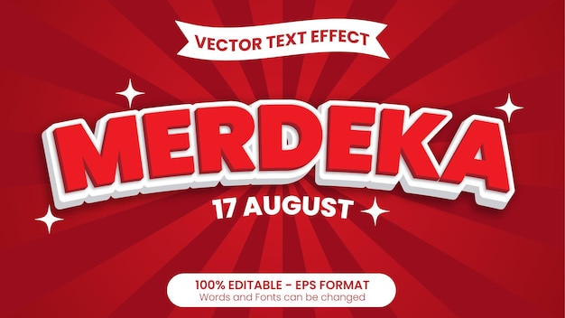 Merdeka 17 Août Texte De Style 3d Effet De Texte Modifiable