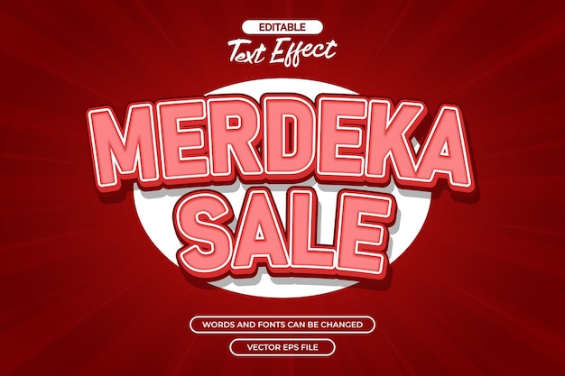 Merdeka sale editable text effect with red comic background