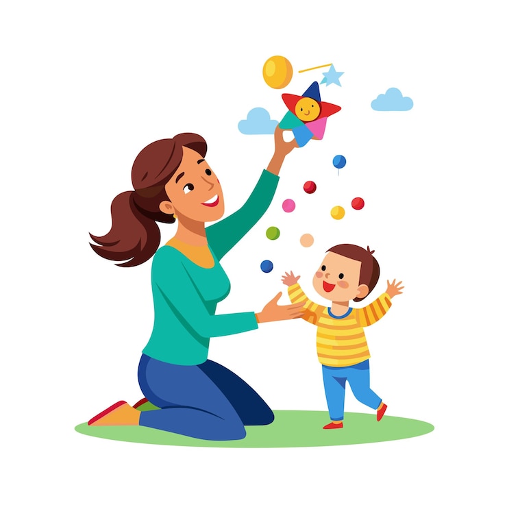 Vecteur mère et bébé moments émotionnels quotidiens spéciaux illustration vectorielle