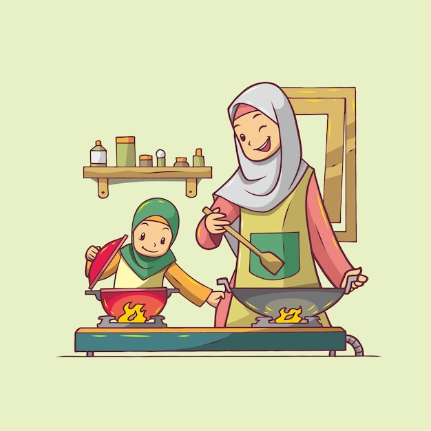 Mère Et Fille Cuisinant Ensemble
