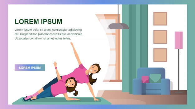 Mère et fille engagées intérieur de maison de remise en forme