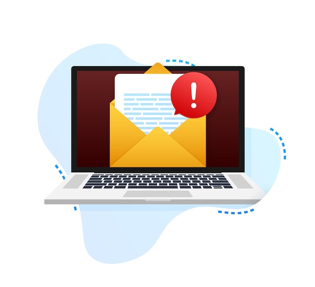Message d'alerte notification d'ordinateur portable Une erreur de danger alerte un problème de virus d'ordinateur portable ou une messagerie non sécurisée