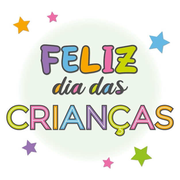 Message coloré de bonne fête des enfants en portugais
