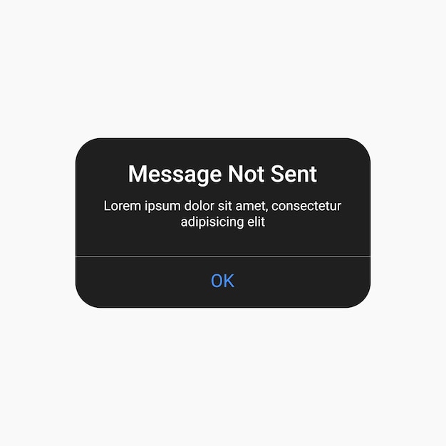 Message d'écran de smartphone non envoyé conception de modèle de notification avec fond transparent