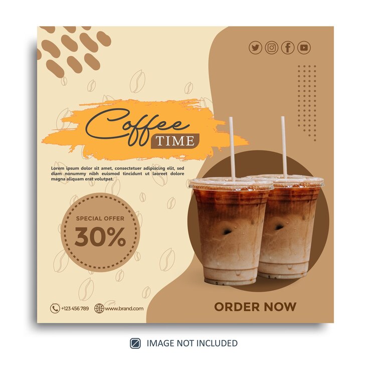 Message instagram de temps de café minimal au design plat