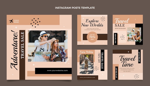 Message instagram de voyage plat