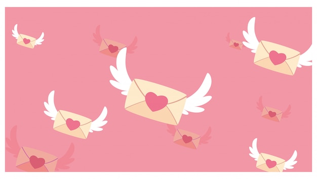 Messages D'amour Avec Des Ailes Illustration