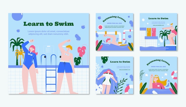 Messages Instagram De Cours De Natation Dessinés à La Main