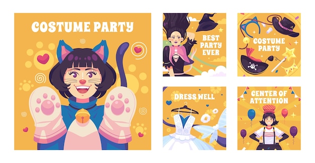 Messages instagram de fête costumée dessinés à la main