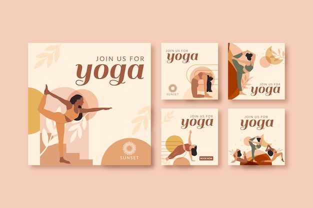 Messages instagram de retraite de yoga dessinés à la main
