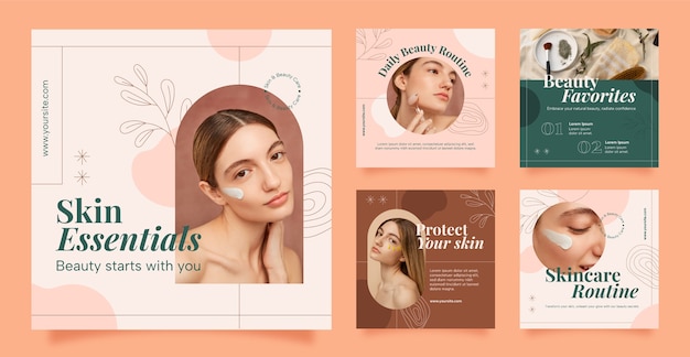 Messages instagram de spa de beauté dessinés à la main