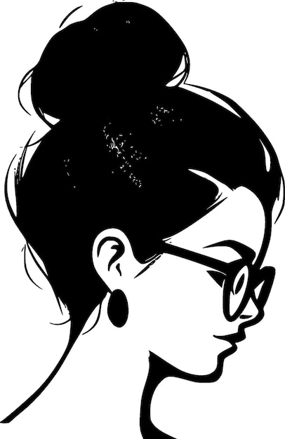 Vecteur messy bun minimaliste et plat logo illustration vectorielle