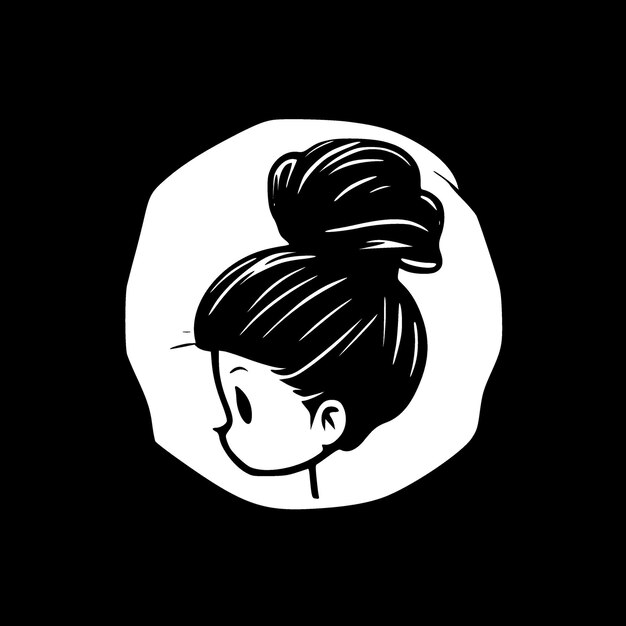 Messy Bun Minimaliste Et Plat Logo Illustration Vectorielle