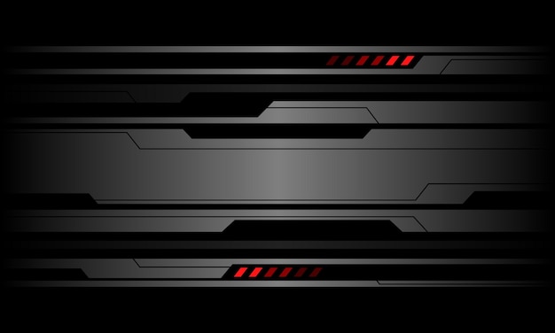 Le métal gris abstrait, le noir, le cyber, le rouge, le pouvoir, le style futuriste, la technologie géométrique, le vecteur de fond.
