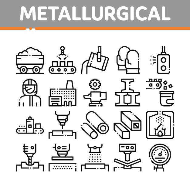 Metallurgical Collection Elements Icons Set