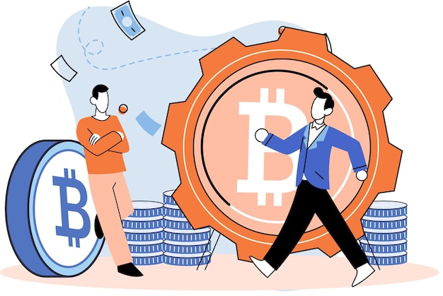 Métaphore minière de crypto-monnaie Bitcoin Plateforme d'échange Blockchain Procédures cyber-bancaires Portefeuille de trading Bitcoin Transactions en monnaie numérique Marché de crypto-monnaie minière cachée