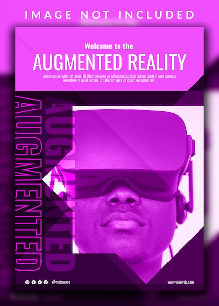 Metaverse néon futuriste moderne pour le modèle de conception d'affiche de réalité augmentée avec une photo d'homme