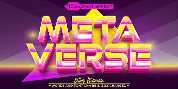 Vecteur metaverse vector effet de texte d'objet intelligent entièrement modifiable