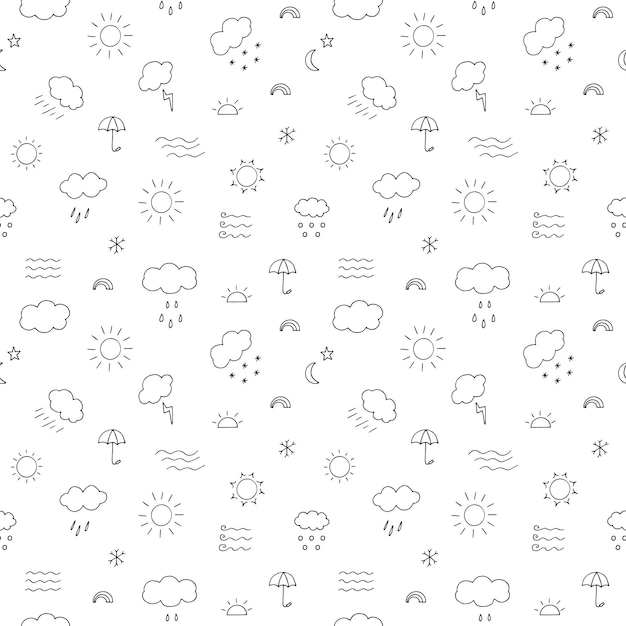 Météo Modèle Sans Couture Vector Illustration Dessin à La Main Doodles