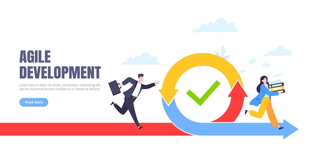 Méthode de développement agile concept d'entreprise illustration vectorielle de conception de style plat
