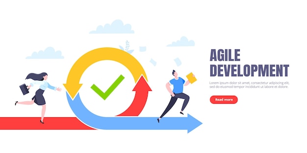 Méthode de développement agile concept d'entreprise illustration vectorielle de conception de style plat