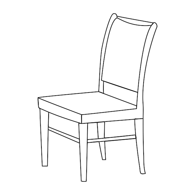 Meubles chaise de salle à manger en bois ligne d'art illustration vectorielle