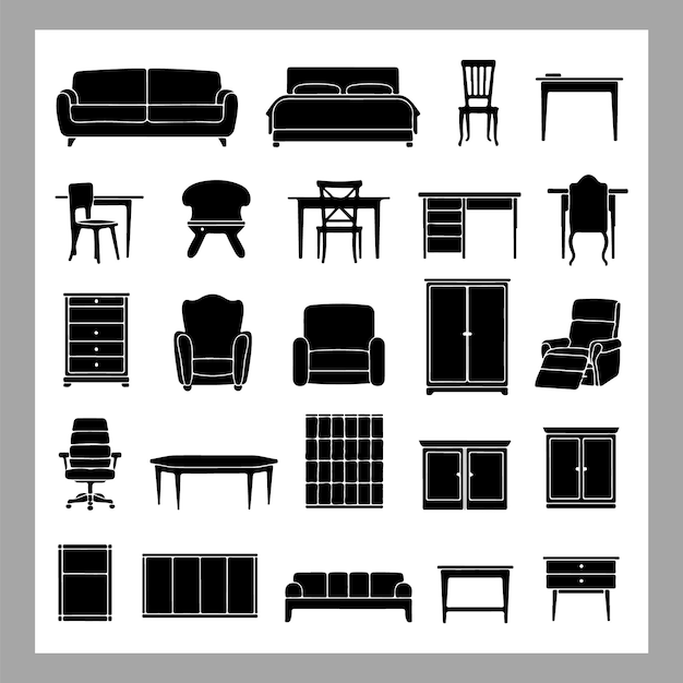 Meubles de maison élégants Silhouettes canapé lit bureau et table à manger